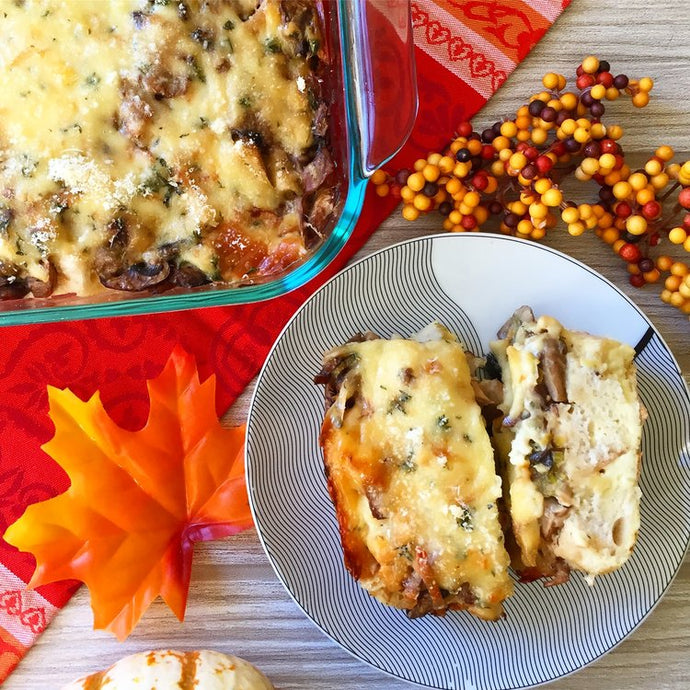 Gluten-Free Mushroom & Leek Bread Pudding