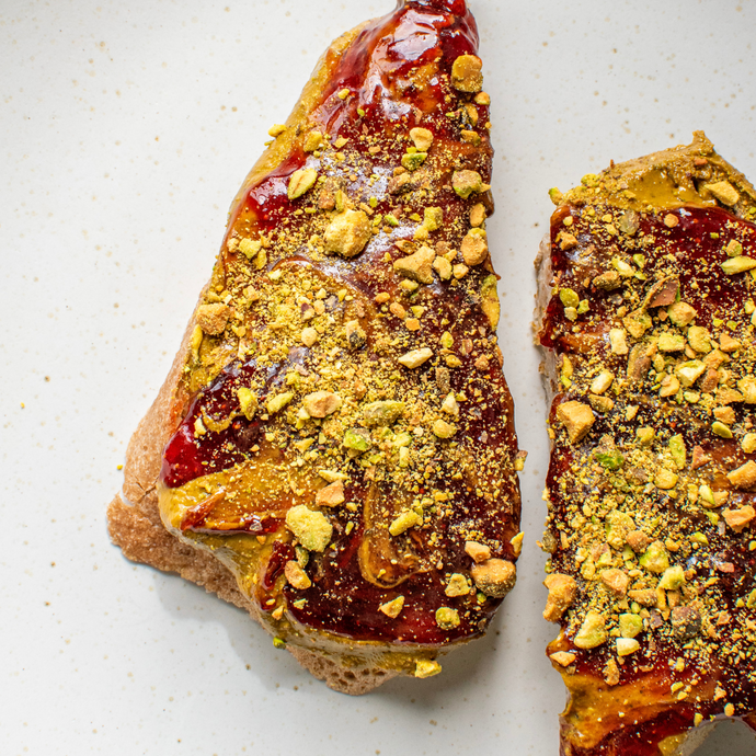Homemade Pistachio Butter & Jelly Sourdough Sandwich