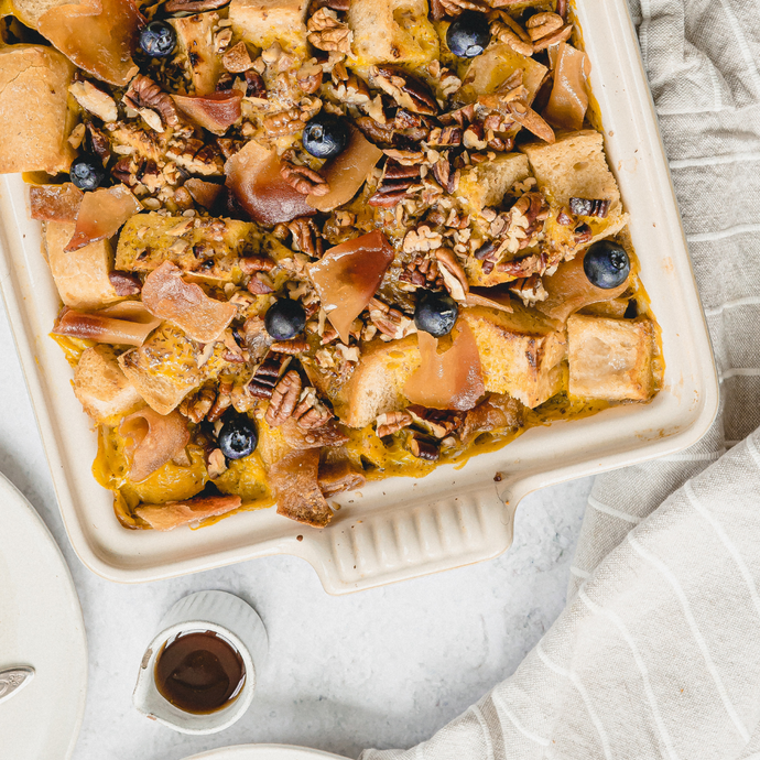 Maple Bacon French Toast Casserole (Vegan, Gluten-Free)