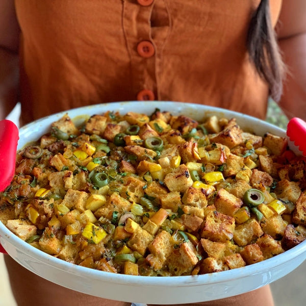 Apple, Delicata Squash, & Olive Stuffing (Gluten-Free)