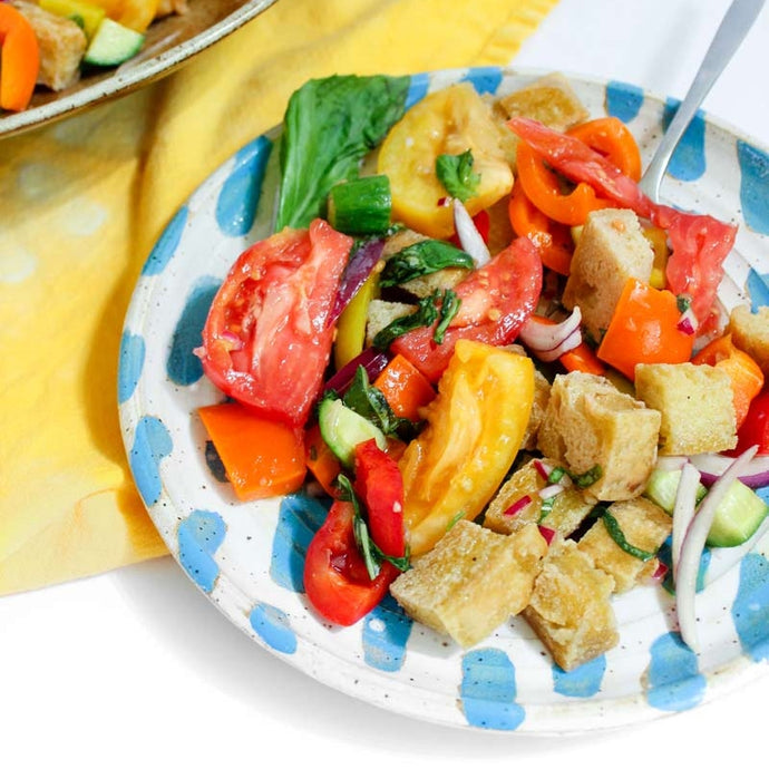 GLUTEN-FREE HEIRLOOM TOMATO PANZANELLA SALAD