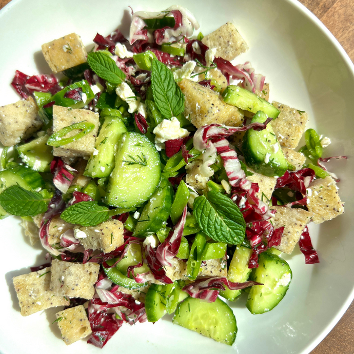 Spring Panzanella with Sugar Snap Peas (Gluten-Free)