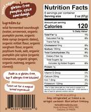Load image into Gallery viewer, Pumpkin Spice Loaf Nutrition Facts Panel