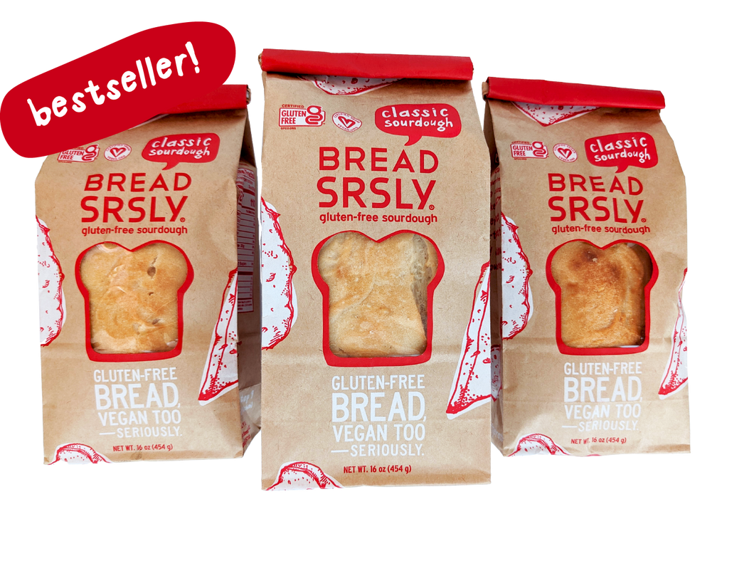 A 3 pack of Bread SRSLY Classic gluten-free sourdough with 